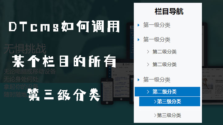 DTcms如何调用某个栏目所有第三级分类